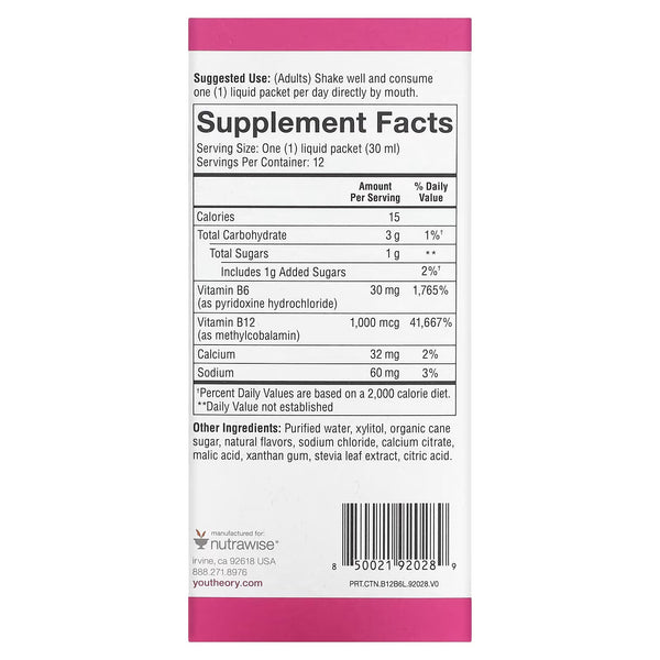 Youtheory, B-12B-6 On The Go, Liquid, Raspberry, 12 Packets