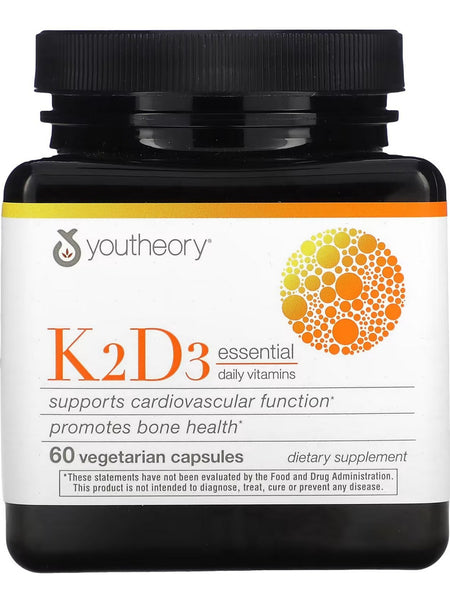 Youtheory, K2D3, Essential Daily Vitamins, Capsules, 60 Vegetarian Capsules