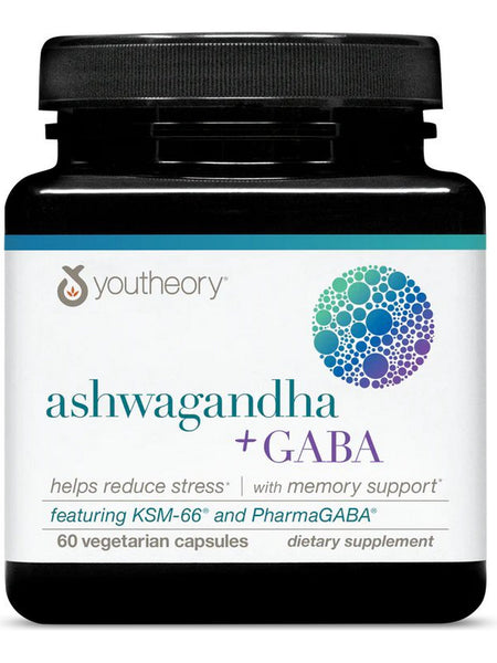 Youtheory, Ashwagandha + Gaba, 60 Vegetarian Capsules