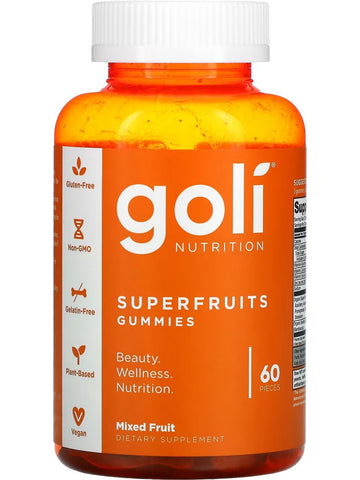 Goli Nutrition, Superfruits Gummies, Mixed Fruit, 60 Pieces