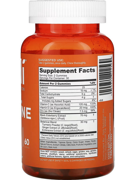 Goli Nutrition, Triple Action Immune Gummies, Elderberry Extract, 60 Gummies