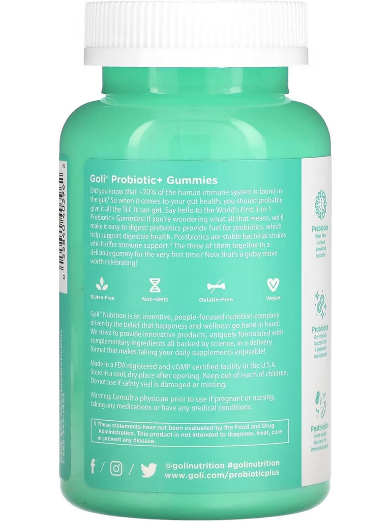 Goli Nutrition, World's First 3in1, Pre+Post+Probiotics Gummies, 60 Herbs Direct