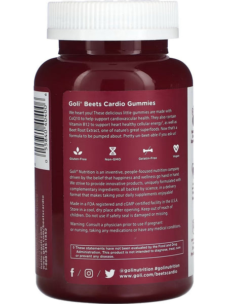 Goli Nutrition, Beets Cardio Gummies, Beet Root Powder Extract, 60 Gummies