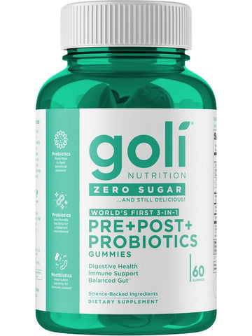 Goli Nutrition, Zero Sugar Pre+Post+Probiotic Gummies, 60 Gummies