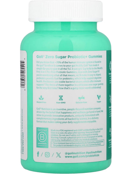 Goli Nutrition, Zero Sugar Pre+Post+Probiotic Gummies, 60 Gummies