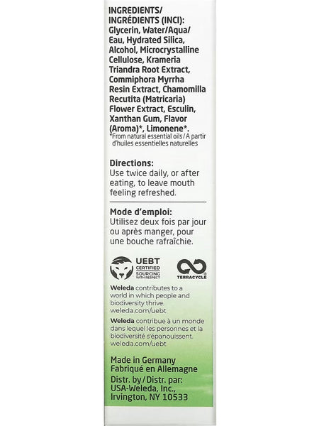 Weleda, Oral Care Plant Gel Toothpaste, Spearmint, 2.5 fl oz