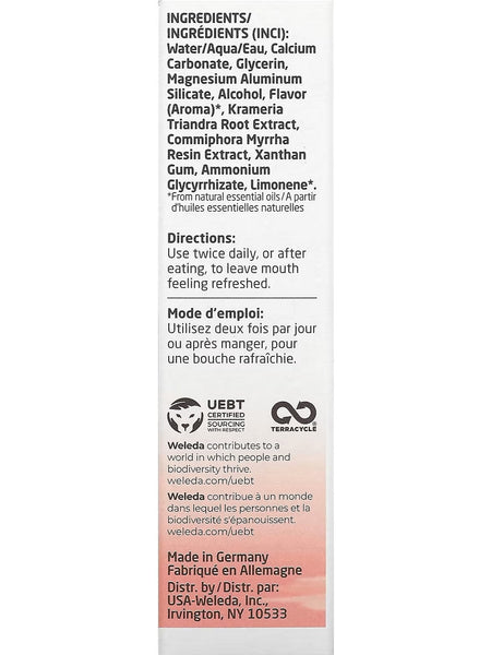 Weleda, Oral Care Ratanhia Toothpaste, Peppermint, 2.5 fl oz