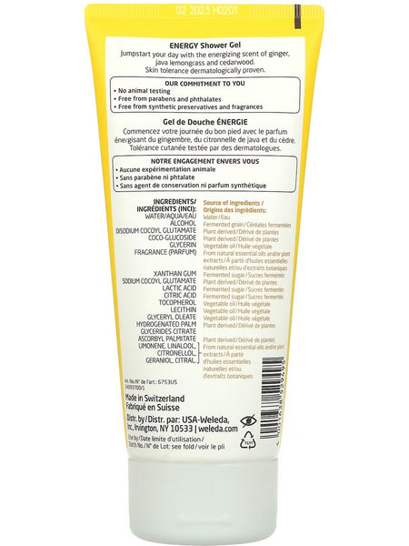 Weleda, Aroma Essentials Energy Shower Gel, Ginger + Java Lemongrass + Cedarwood Extracts, 6.8 fl oz
