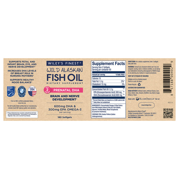 Wiley's Finest, Prenatal DHA, 180 Softgels