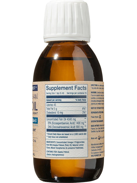 Wiley's Finest, Peak Omega-3 Liquid, Natural Lemon, 4.23 fl oz