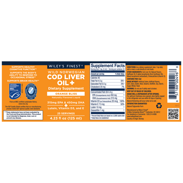 Wiley's Finest, Cod Liver Oil +, 4.23 fl oz