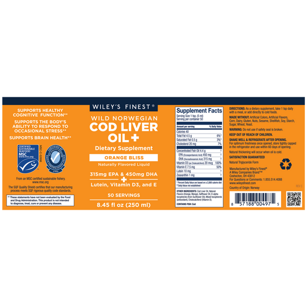 Wiley's Finest, Cod Liver Oil +, 8.45 fl oz