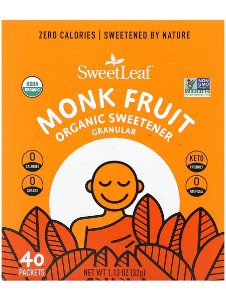 SweetLeaf, SweetLeaf Organic Monk Fruit Powder Sweetener, 40 packets