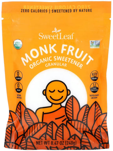 SweetLeaf, SweetLeaf Organic Monk Fruit Powder Sweetener Granular Bag, 240 gm