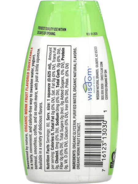 SweetLeaf, SweetLeaf Organic Monk Fruit Sweetener Squeezable Unflavored, 1.7 oz fl oz