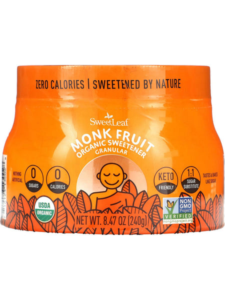 SweetLeaf, SweetLeaf Organic Monk Fruit Powder Sweetener Cannister, 240 gm