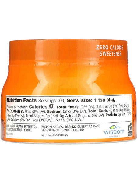 SweetLeaf, SweetLeaf Organic Monk Fruit Powder Sweetener Cannister, 240 gm