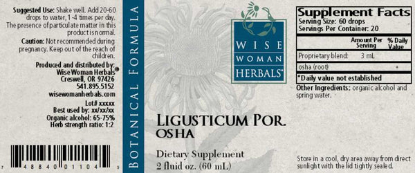 Wise Woman Herbals, Osha (Ligusticum porteri), 2 fl oz