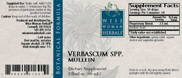 Wise Woman Herbals, Mullein (Verbascum spp.), 2 fl oz