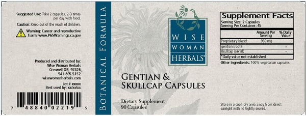 Wise Woman Herbals, Gentian & Skullcap Capsules, 90 Capsules