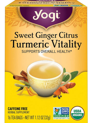 ** 12 PACK ** Yogi, Sweet Ginger Citrus Turmeric, 16 Tea Bags