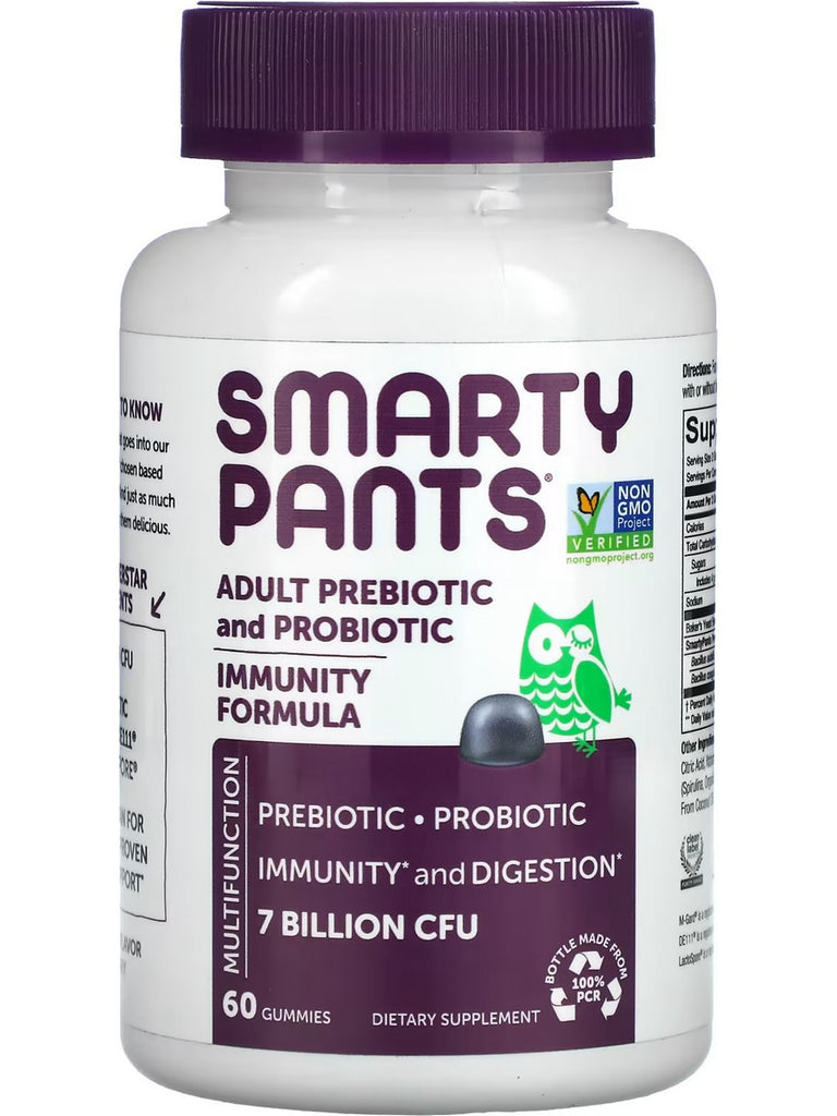 SmartyPants Vitamins, Adult Prebiotic and Probiotic Immunity Formula, 7 Billion CFU, Blueberry, 60 Gummies