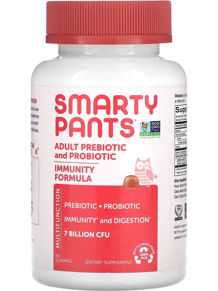 SmartyPants Vitamins, Adult Prebiotic and Probiotic Immunity Formula, 7 Billion CFU, Strawberry Crème, 60 Gummies