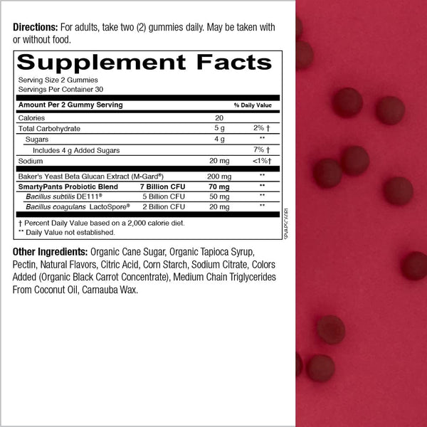 SmartyPants Vitamins, Adult Prebiotic and Probiotic Immunity Formula, 7 Billion CFU, Strawberry Crème, 60 Gummies
