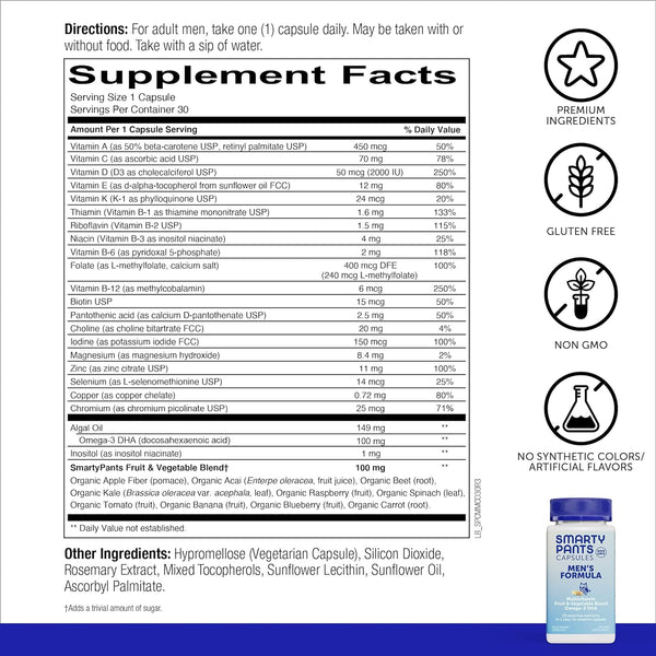 SmartyPants Vitamins, Men's Multi, 30 Vegetarian Capsules