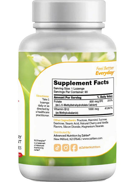 Advanced Nutrition by Zahler, B12 Energizer, 90 Lozenges
