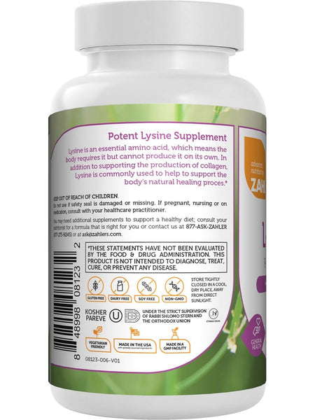 Advanced Nutrition by Zahler, L-Lysine, 60 Capsules