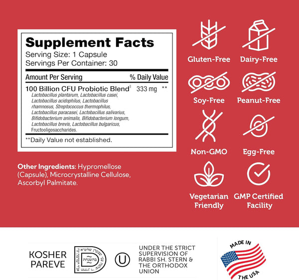 Advanced Nutrition by Zahler, BioDophilus 100B, 30 Capsules