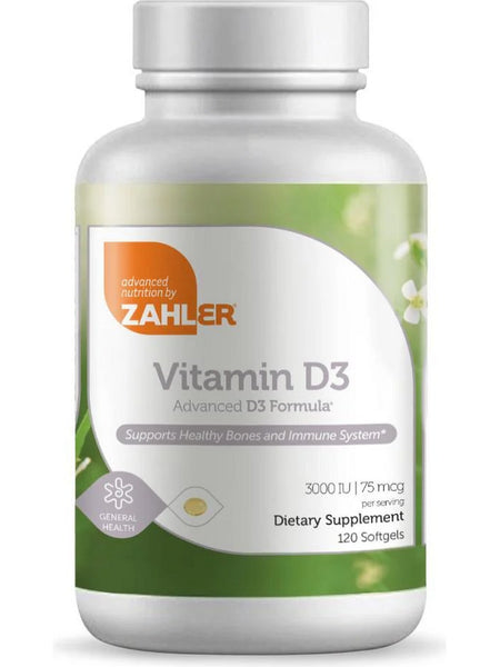Advanced Nutrition by Zahler, Vitamin D3 Softgels, 3000 IU, 120 Softgels