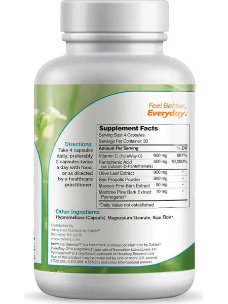 Advanced Nutrition by Zahler, Immune Defense, 120 Capsules