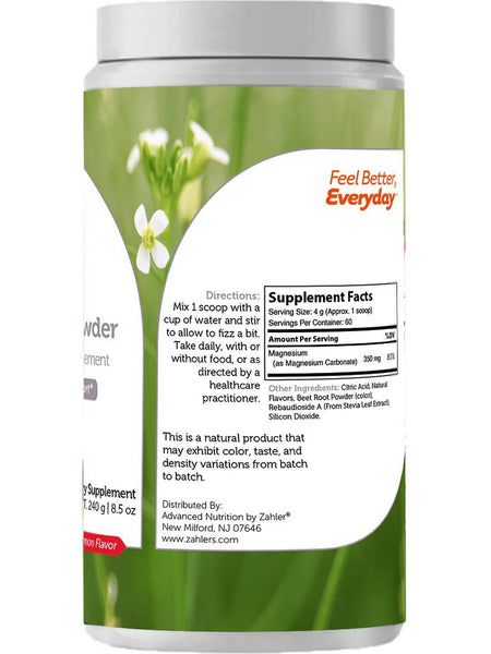 Advanced Nutrition by Zahler, Magnesium Powder 350 mg, 8.5 oz