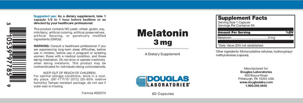 Douglas Labs, Melatonin, 3 mg, 60 caps