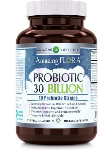 Amazing Flora, Probiotic 30 Billion, 10 Strains, 120 Veggie Capsules