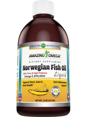 Amazing Omega, Norwegian Fish Oil, Fresh Lemon Flavor, 16 fl oz