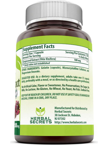 Herbal Secrets, Grapeseed Extract, 100 mg, 120 Capsules