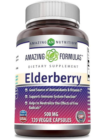 Amazing Formulas, Elderberry, 500 mg, 120 Veggie Capsules