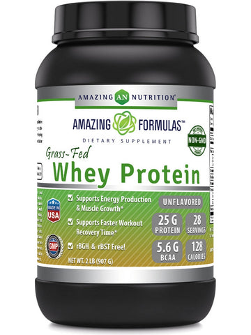 Amazing Formulas, Grass Fed Whey Protein, Unflavored, 2 lbs