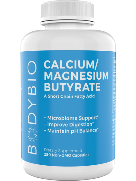 BodyBio, Calcium/Magnesium Butyrate, 250 Non-GMO Capsules