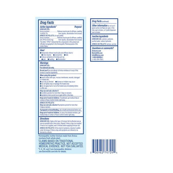 Boiron, Arnicare Gel & Oral Pellets Value Pack, 2.6 oz + 80 Pellets