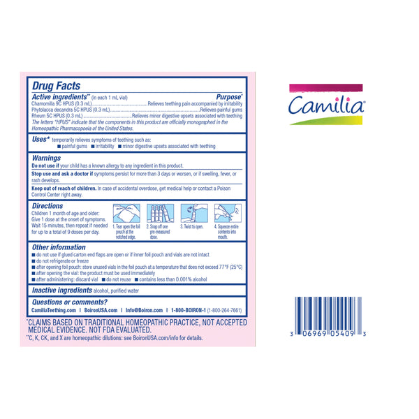 Boiron, Camilia Liquid Doses, 30 Pre-Measured Liquid Doses
