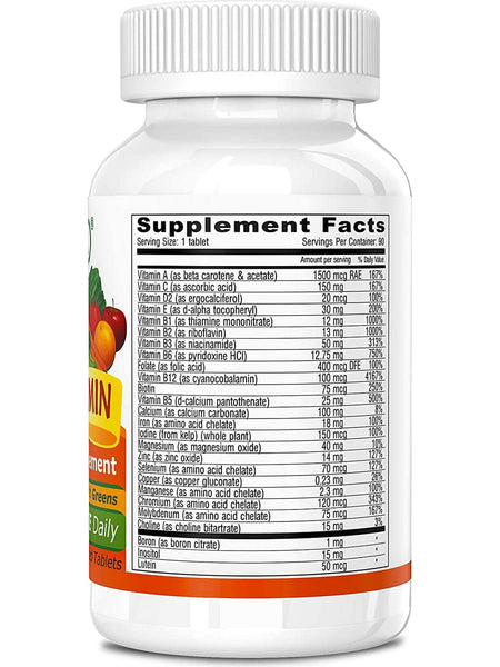 DEVA Nutrition, Vegan Multivitamin & Mineral Supplement With Greens, 90 Coated Tablets