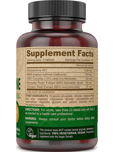 DEVA Nutrition, Vegan Glucosamine Msm-Cmo-Turmeric, 90 Tablets