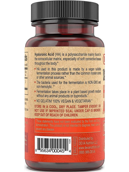 DEVA Nutrition, Vegan Hyaluronic Acid, 100 Mg, 90 Tablets