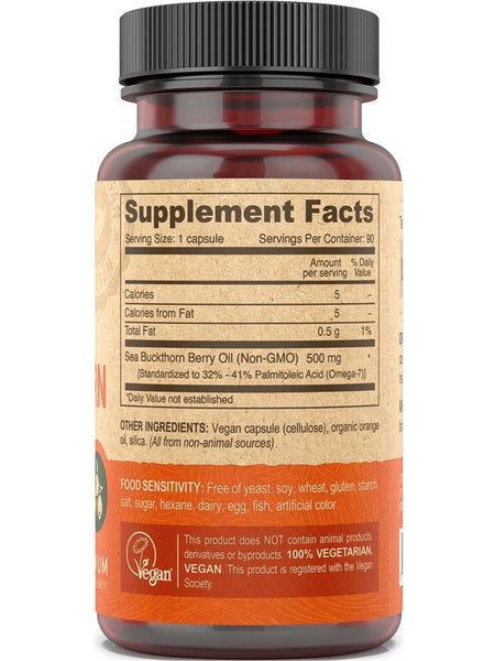 DEVA Nutrition, Vegan Sea Buckthorn Berry Oil, Omega-7, 90 Vegan Caps