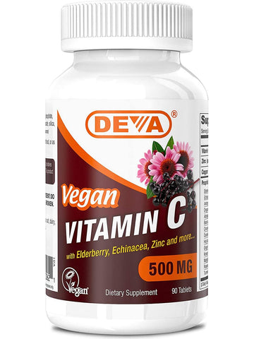 DEVA Nutrition, Vegan Vitamin C, 500 Mg, 90 Tablets