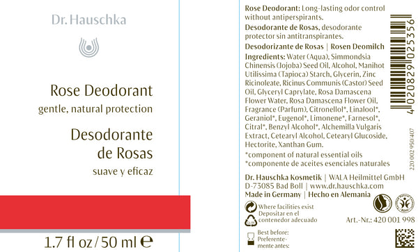 Dr. Hauschka Skin Care, Rose Deodorant, 1.7 fl oz